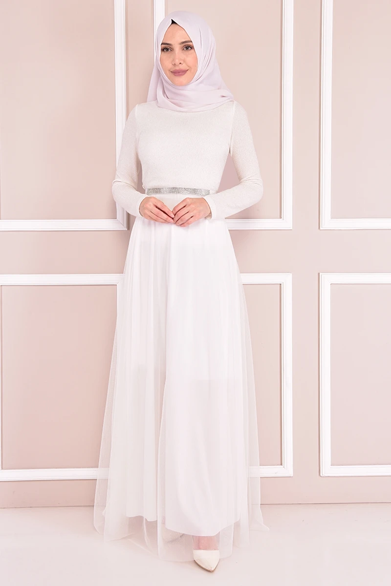 Серебристое вечернее платье, белая женская одежда, платье для женской одежды, арабское платье EFY20040