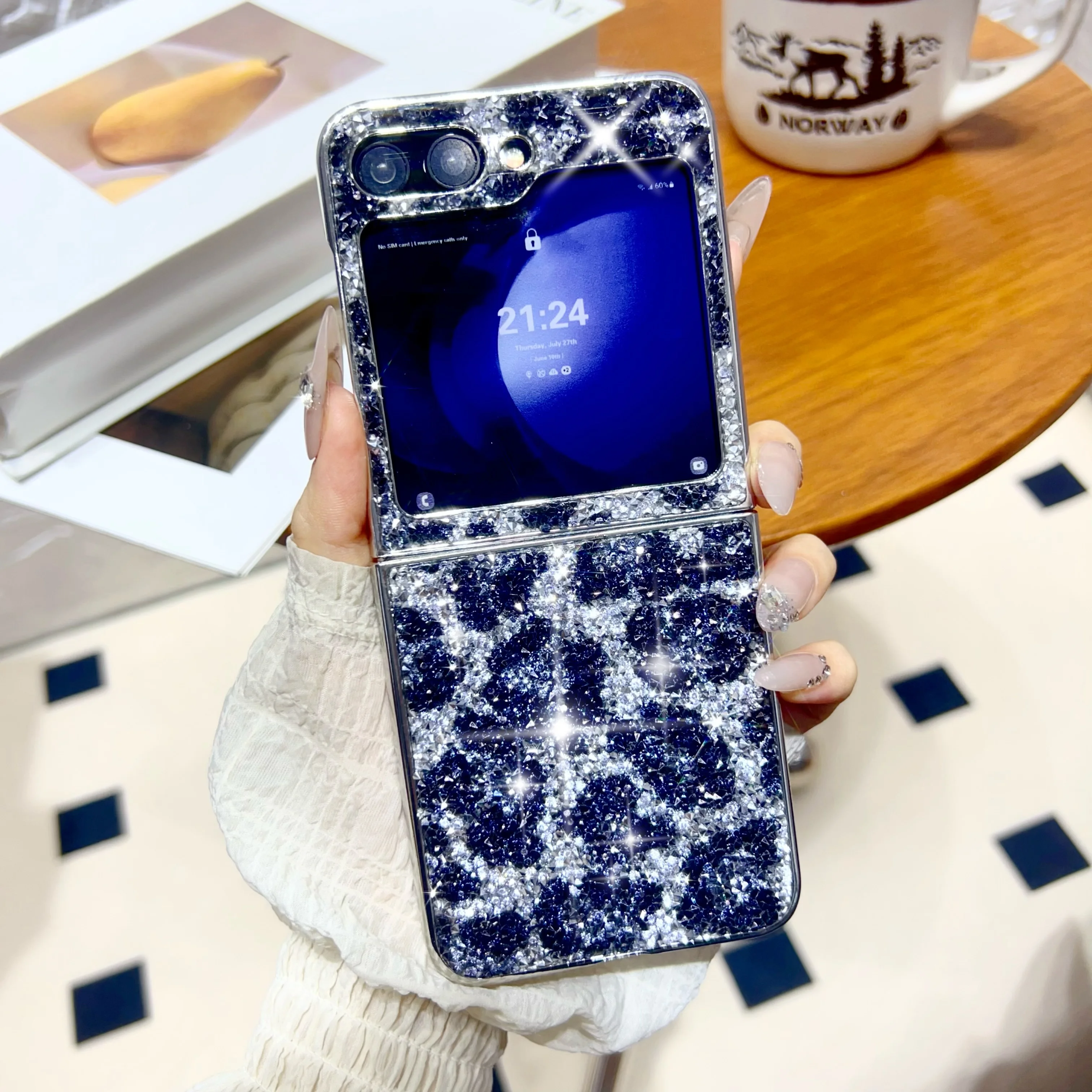 Складной защитный чехол Lovebay с блестками и алмазным леопардовым принтом для Samsung