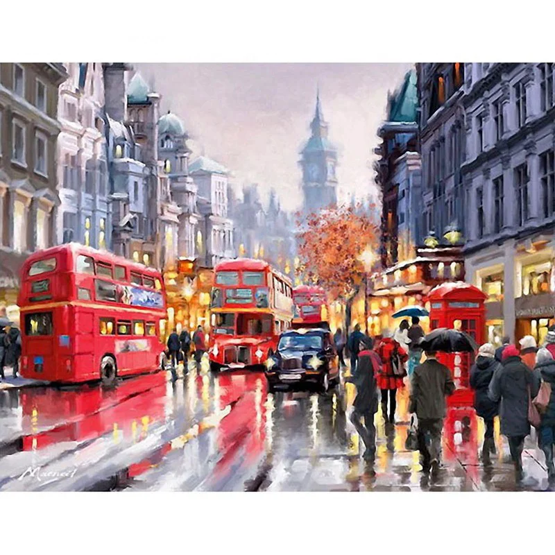 

40*50cm DIY Painting City Scenery DIY Paint By Numbers No-Framed Oil Painting On Canvas Home Wall Decor