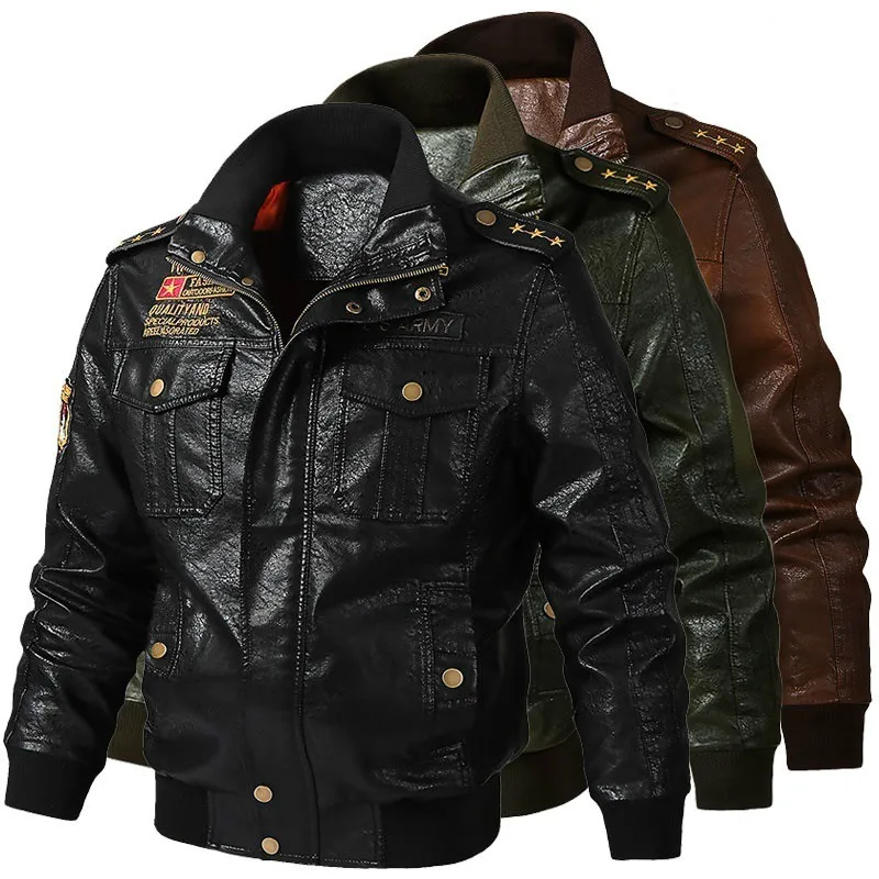 

Men's Classical Motocycle Jacket Winter Skin Thick Man Leather Jacket Moto Autumn Zipper Jacket Biker Coat Large Size