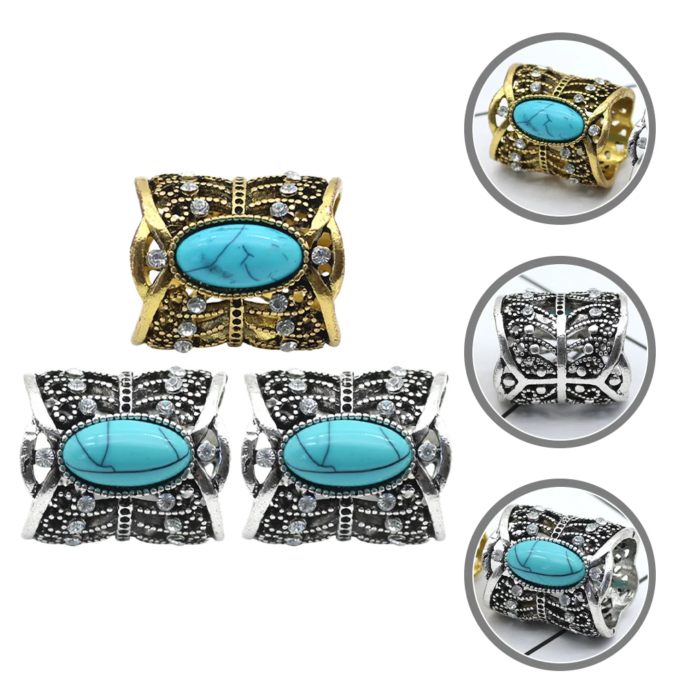 

3pcs Vintage Hollow Scarf Rings Rhinestone Scarf Clips Retro Shawl Buckle Clasps