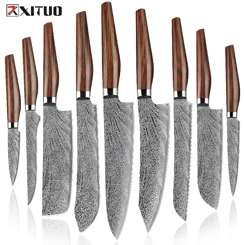 

XITUO Chef Knife Japanese Kitchen Knives Sharp Santoku Cleaver Slicing Knife Boning fruit Paring Knife Ergonomic wooden Handle