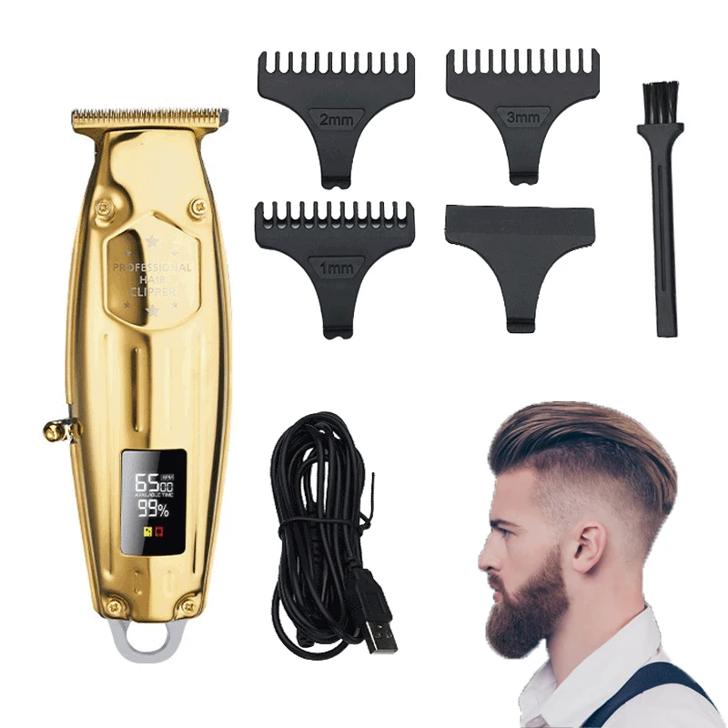 

Профессиональная парикмахерская электрическая машинка для стрижки волос, мужской триммер для бороды, скульптурный облысной беспроводной ...