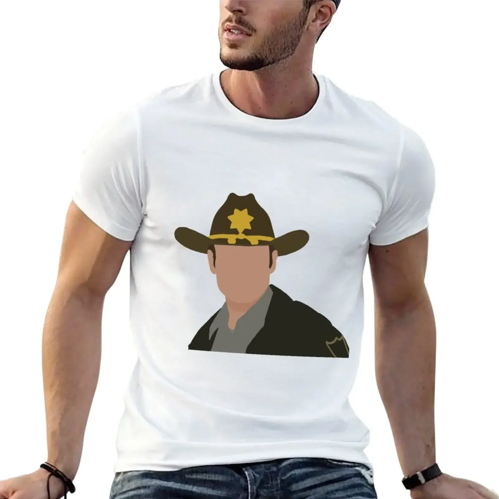 Rick Grimes T-Shirt blacks baggy shirts anime tshirt clothing for men