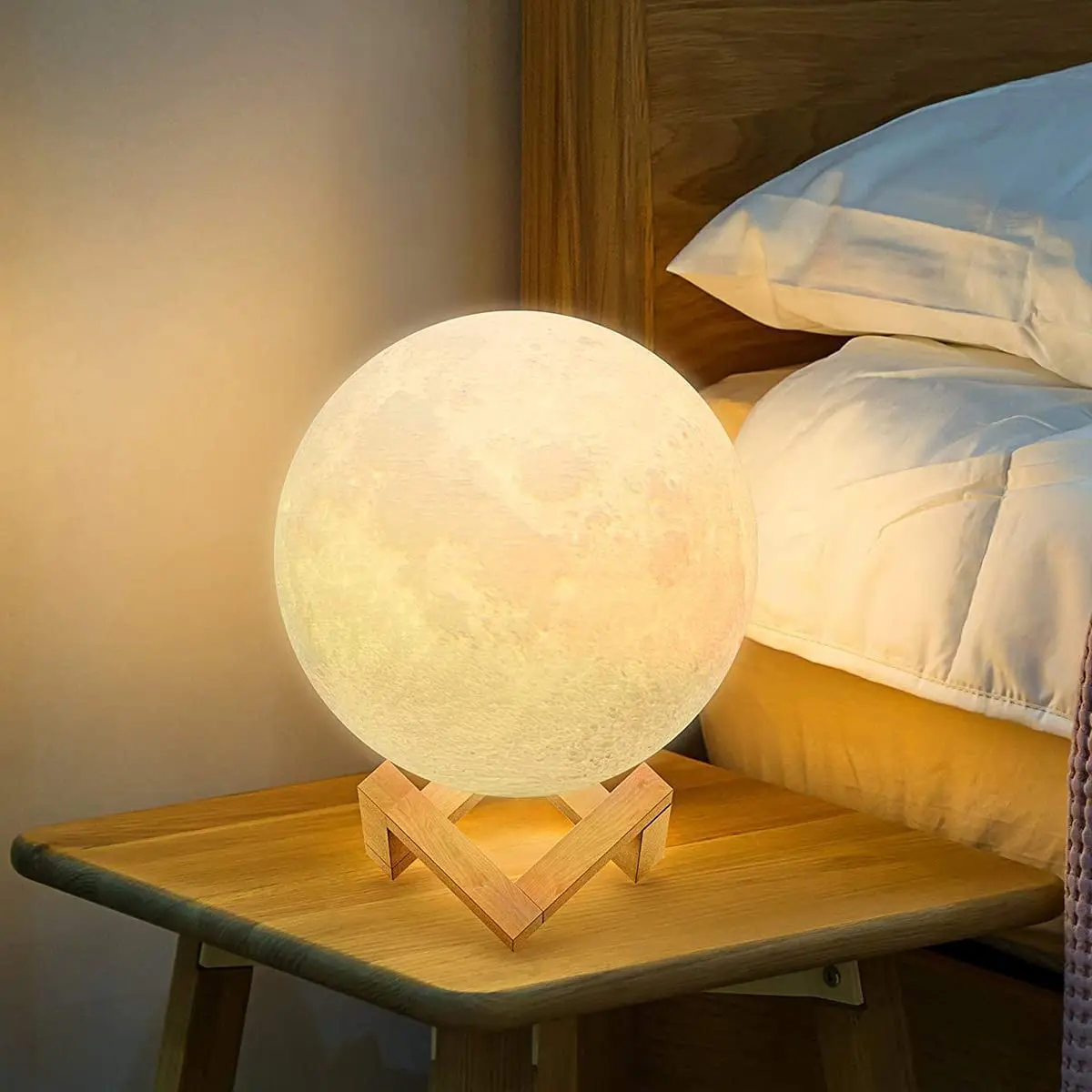 

Носветильник светильник ing Moon, прикроватная лампа с 3D рисунком Луны светильник с подставкой, дистанционным управлением, сенсорным управлен...