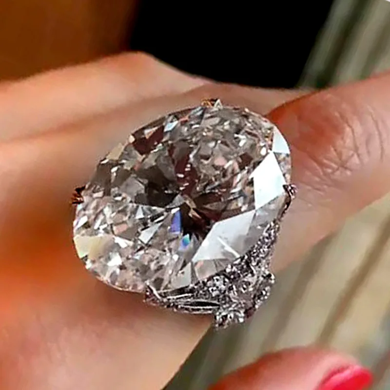 

New Trendy Big Oval Zircon Women's Rings Wedding Engagement Ceremony Party Finger-ring Statement Fashion Jewelry Female Gift