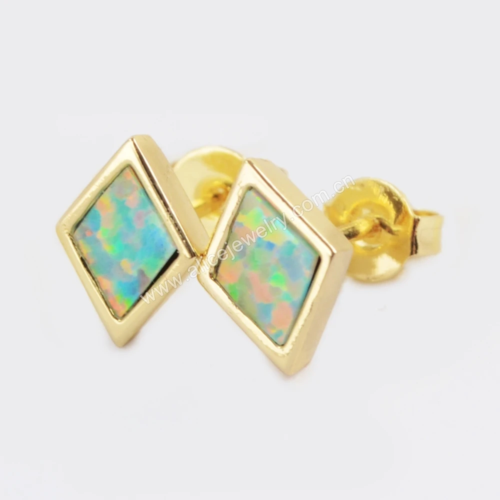 

5Pairs Geometry Opal Stone Stud Earrings Fine 18K Gold Plated Cartilage Tragus Ear Bone Piercing Jewelry Simple Free Shipping