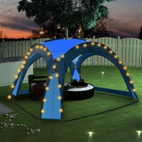 patio party tent with led and 4 sidewalls polyester garden sunshade awning garden decoration blue 3 6x3 6x2 3 m