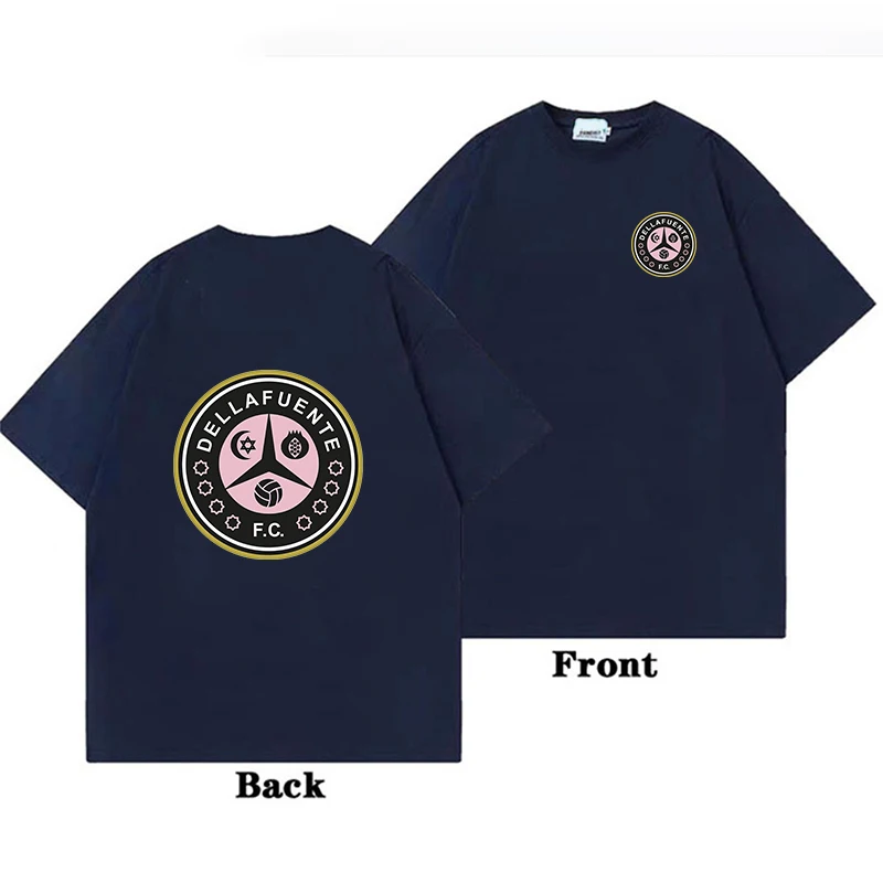 

Dellafuente Back Print T-shirt Fashion Casual Navy Blue Singer Tops Comfy Punk Rap Graphic Tee Women Men Unisex Y2k Streetwear
