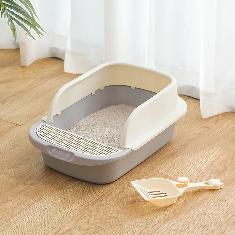 

Cat Litter Box Clean Litter Tray With Mesh Semi-Closed Toilets Sandbox Cat Cat Litter House Pet Bed Kitten Cleaning Accessories