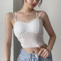 new sexy tank top lace halter tube women summer camis backless camisole fashion casual crop tops female sleeveless cropped vest