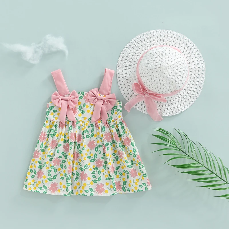 FOCUSNORM 3 цвета милое платье для новорожденных девочек с солнцезащитными шапками 2
