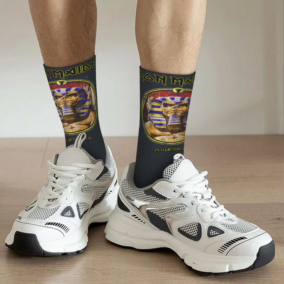 I-Iron Maiden Legacy Collection Powerslave Metal Fan Sock для мужчин i-iron Band Pattern Printed Crew официально-website