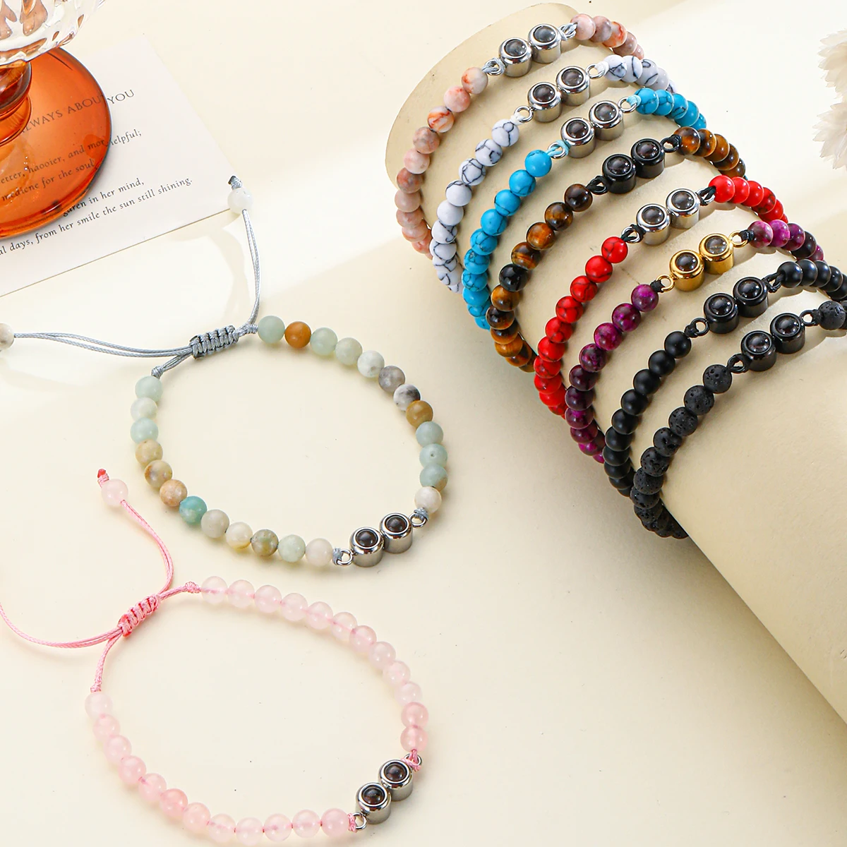 Браслет-проектор с изображением из натурального камня две фотографии