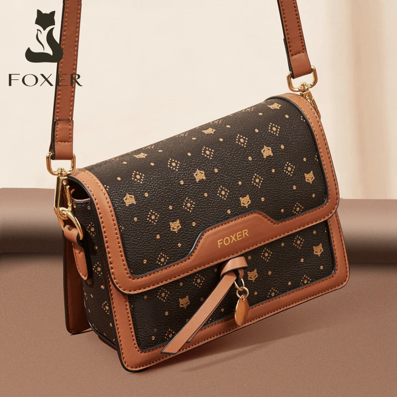 foxer women crossbody shoulder bags pvc leather fashion messenger bags simple office handbag lady brand logo printing mini purse free global shipping