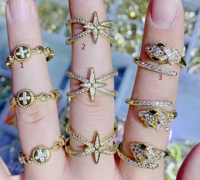 

Новые стильные золотистые Открытые Кольца со змеей, свадебные кольца с кристаллами и цирконием для женщин, минималистичные геометрические ...