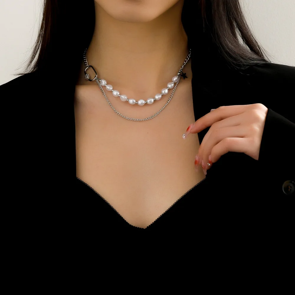 

European And American Personality Necklace Jewelry Freshwater Pearl Zircon Inlaid Jewelry Wedding Gift