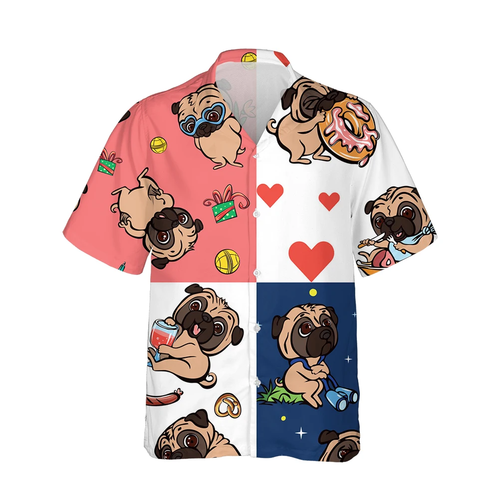 

Jumeast 3d мультфильм пэчворк собаки печатная гавайская рубашка с коротким рукавом мужские милые модные щенки рубашки для мужчин повседневные ...