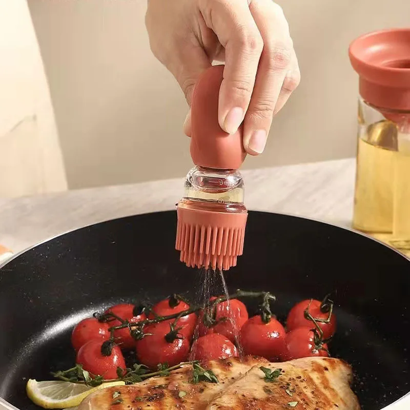 novel tools kitchen oil bottles silicone glass barbecue silicone brush accessories baking gadgets dispenser gears cook container free global shipping