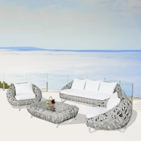 outdoor rattan sofa nordic courtyard home stay designer rattan chair outdoor garden leisure three piece set of furniture
