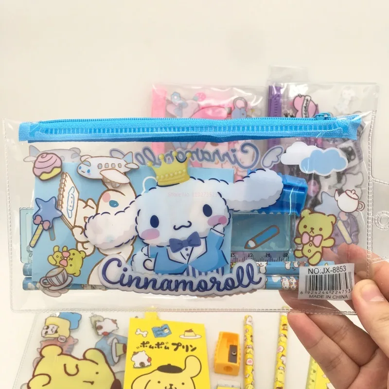 

10pcs Sanrio Kuromi Pencil Kuromi HB Pencil Eraser Combination Storage Bag Set School Kawaii Cute Student Stationery Supplies