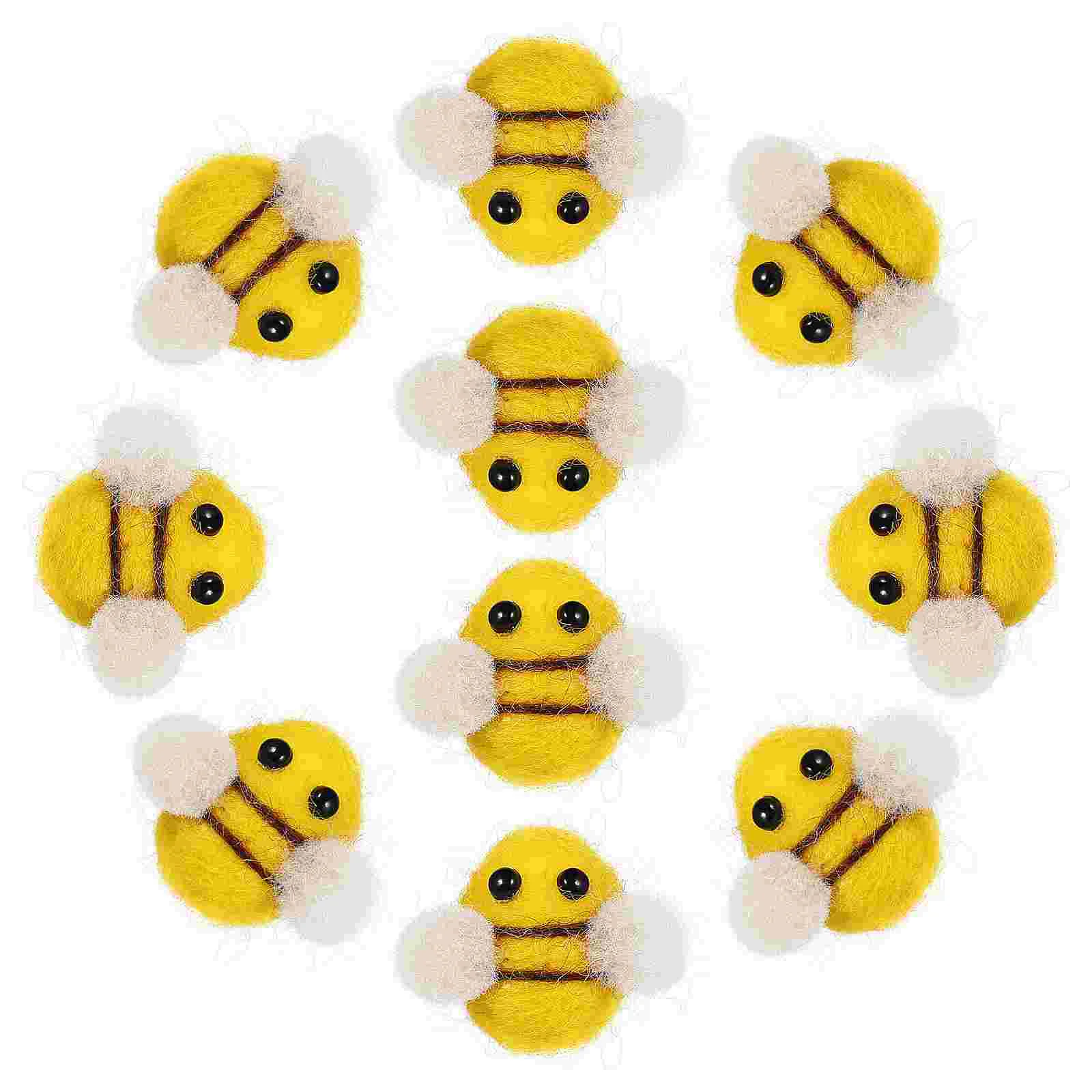 

10 Pcs Felt Bee Craft Plush Ornaments Wool Honey Bees Self Made Flower Wire Crafts Felt Bees Crafts Mini Bees Baby
