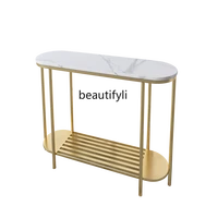 hj marble side view table entrance curio cabinet double layer iron ultra narrow against the wall