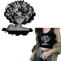 tuqiang black girl patch for diy clothing african roots thermal sticker black queen melanin iron on heat transfer sticker