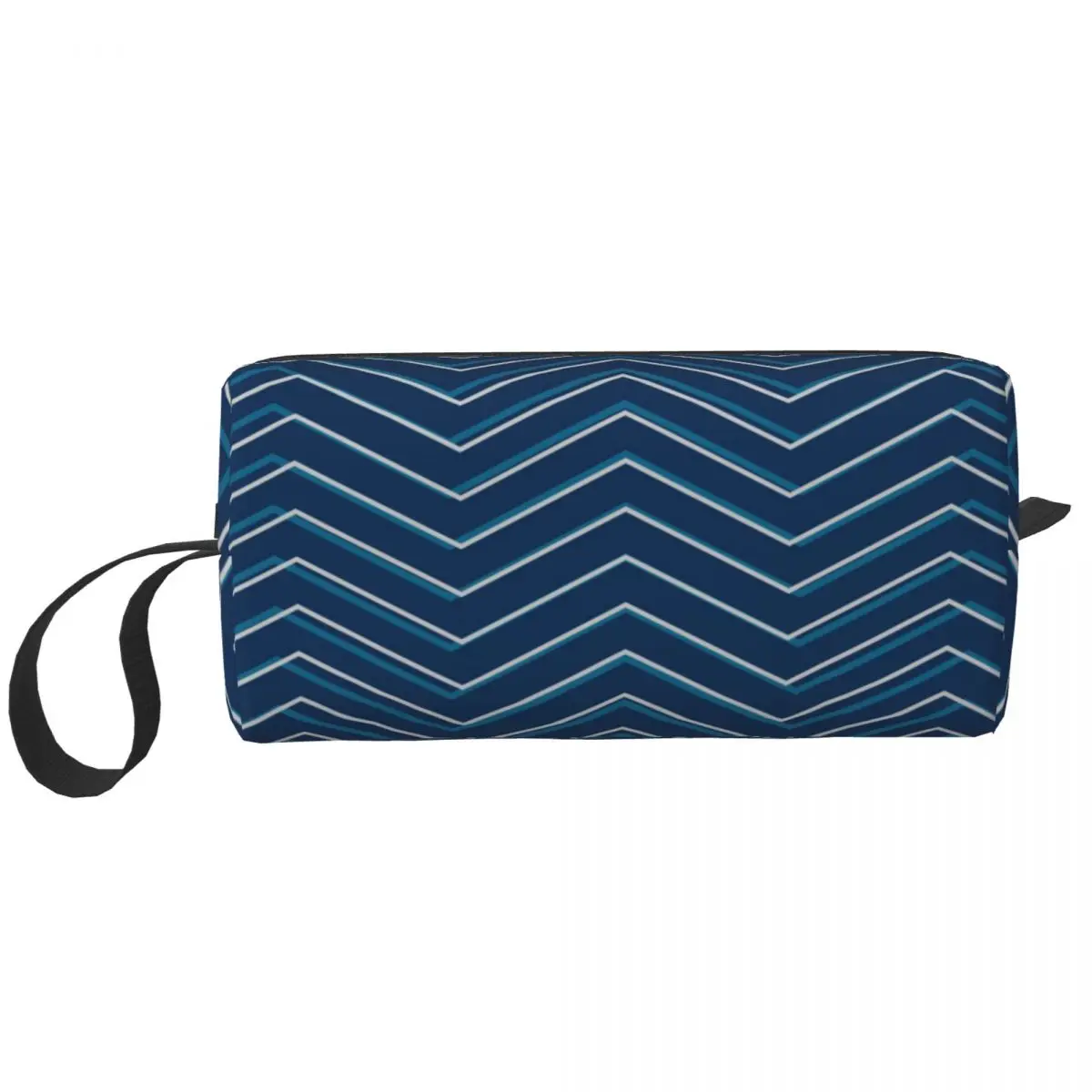 

Travel Blue Pattern Zigzag Toiletry Bag Bohemian Geometric Cosmetic Makeup Organizer for Women Beauty Storage Bags Dopp Kit Case