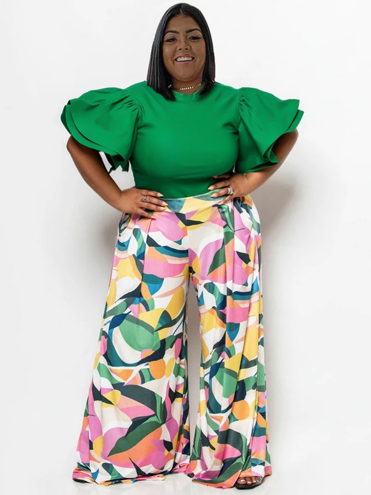 

Женский комплект из 2 предметов, блузка с коротким рукавом и цветочным принтом и брюки, модный костюм-футляр для весны и лета