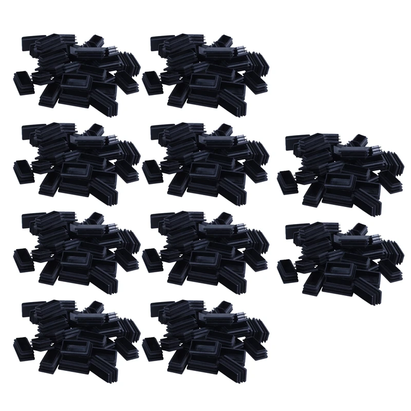 

Plastic Rectangle Blanking End Tube Caps Inserts 25X50mm 300Pcs Black