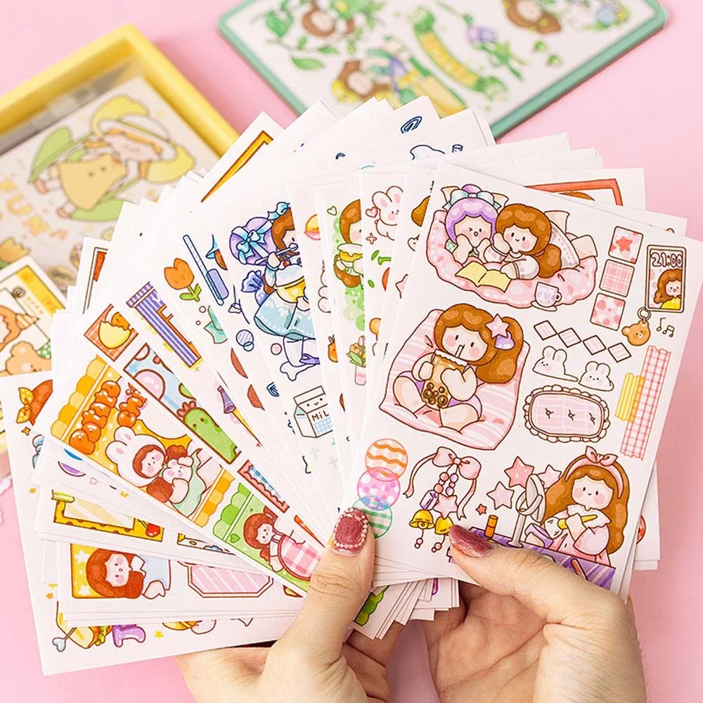 

Милые Мультяшные канцелярские наклейки, набор креативных кавайных наклеек для учетных записей, самоклеящиеся наклейки, Набор стикеров