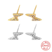 925 sterling silver stud earrings for women simple mini white zircon lightning fashion earrings jewelry new goods wholesale