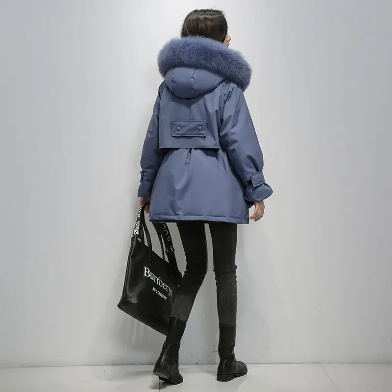Women's Pike Coat 2022 Winter New Warm Waist Women's Down Jacket Cotton Clothing Korean Fashion Hooded Women's Cotton coat