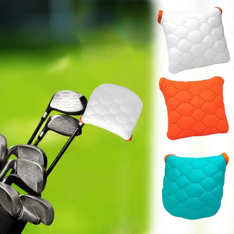 

Golf Putter Cover Leather Mallet Putter Head Covers Hook & Loop Closure Golf Club Head Covers Heel Shafted Golf Accessories For