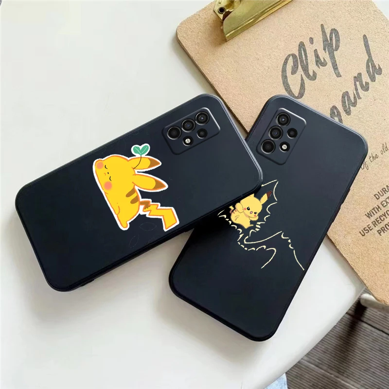 

Pikachu Pokémon Phone Case For Samsung Galaxy A32 4G 5G A51 4G 5G A71 4G 5G A72 4G 5G Black Silicone Cover Back Carcasa Soft