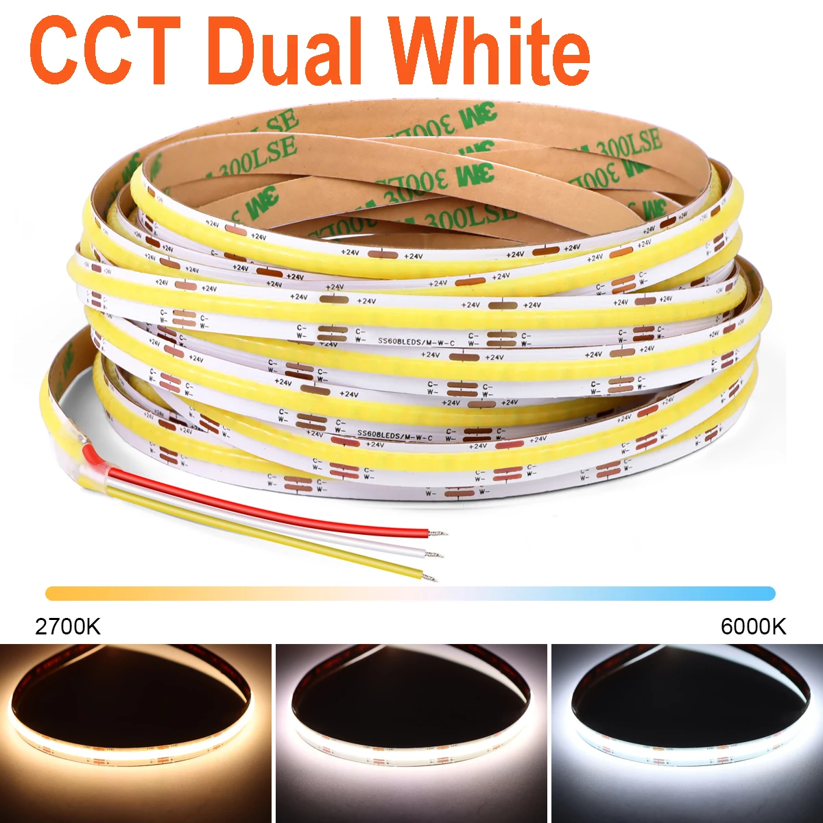 

MALITAI Светодиодная лента CCT 24V/12V 2/3/5м 608LED/м 2700-6500K