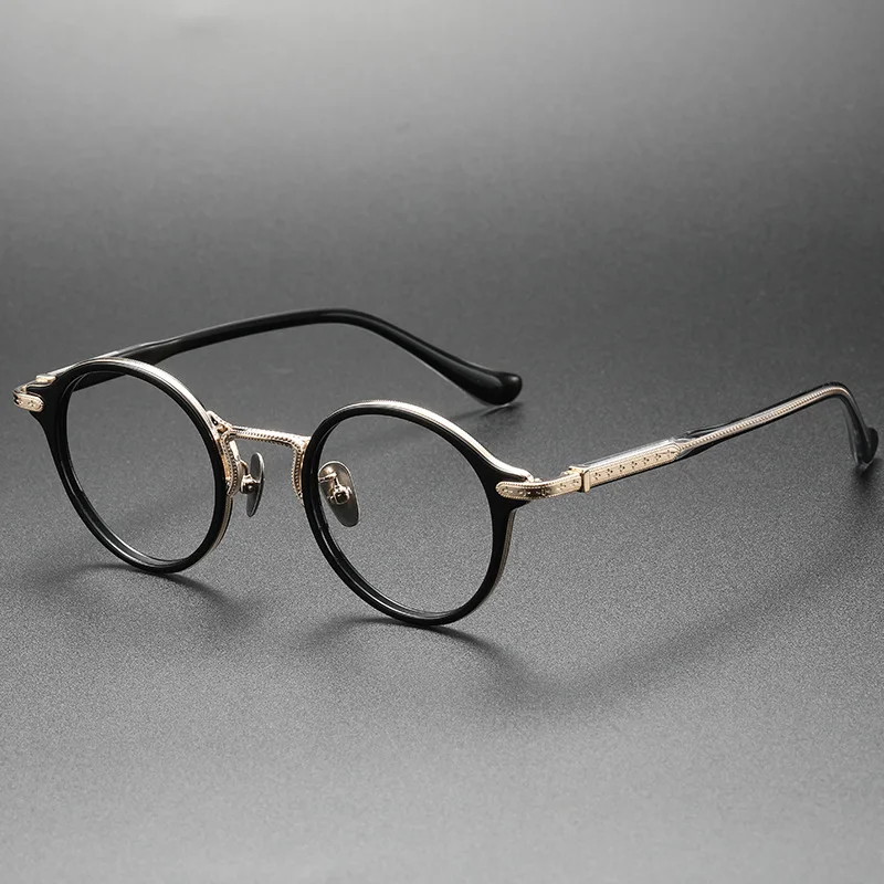 

Высококачественные ацетатные круглые очки из чистого титана оправа для мужчин и женщин ретро оптические очки