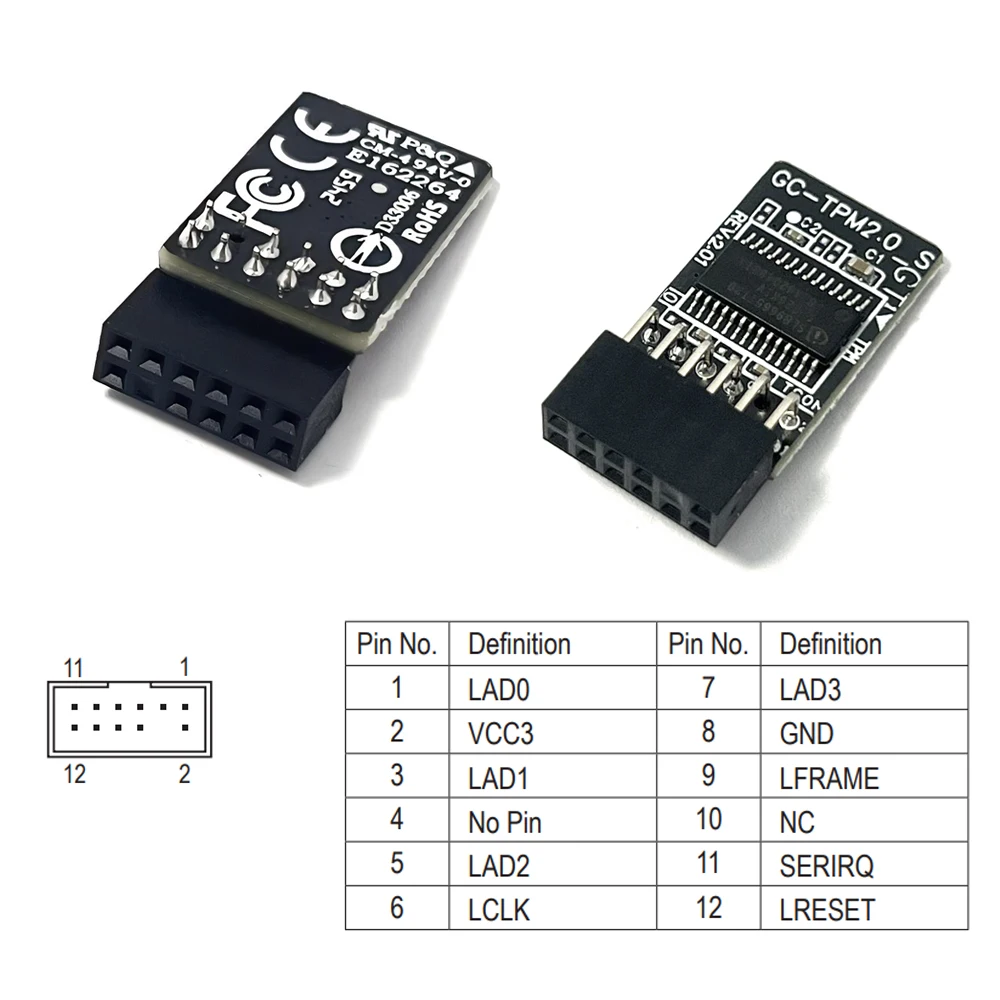 Фото GC-TPM2.0_S 12pin-1 Модуль Безопасности LPC TPM SLB9656 Для GIGABYTE H310M/H370/H370M/H370N/B360M/B360/B550M/B550/B550M/B550I/Z370M/Z370P/Z370/Z390/X299X/X299/X570S/A520/A520M №3