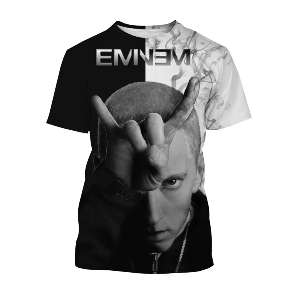 Фото Eminem Rapper Футболки с 3D принтом Мужчины Женщины Мода Уличная одежда Негабаритные футболки в стиле хип-хоп с короткими рукавами Мужские футболки Топы Мужская одежда №3