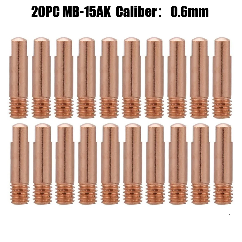 

20pcs Tip Gas Nozzle MB-15AK MIG/MAG M6x25mm Welding Torch Contact Contact Tip Gas Nozzle 0.6/0.8/0.9/1.0/1.2mm