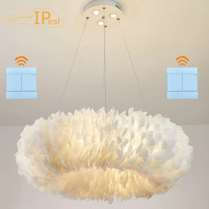 

Modern wireless switch colourful Feather Chandelier light fixtures celling LED Lighting for Bedroom Living Kid Room Dropshipping