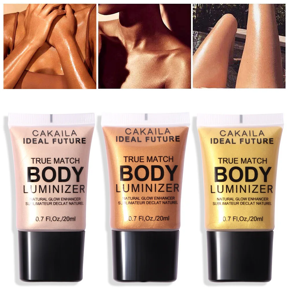 

3 Colors Body Highlight Makeup Face Leg Clavicle Brighten Shimmer Powder Glow Pearl White Glitter Gold Liquid Taning Highlighter
