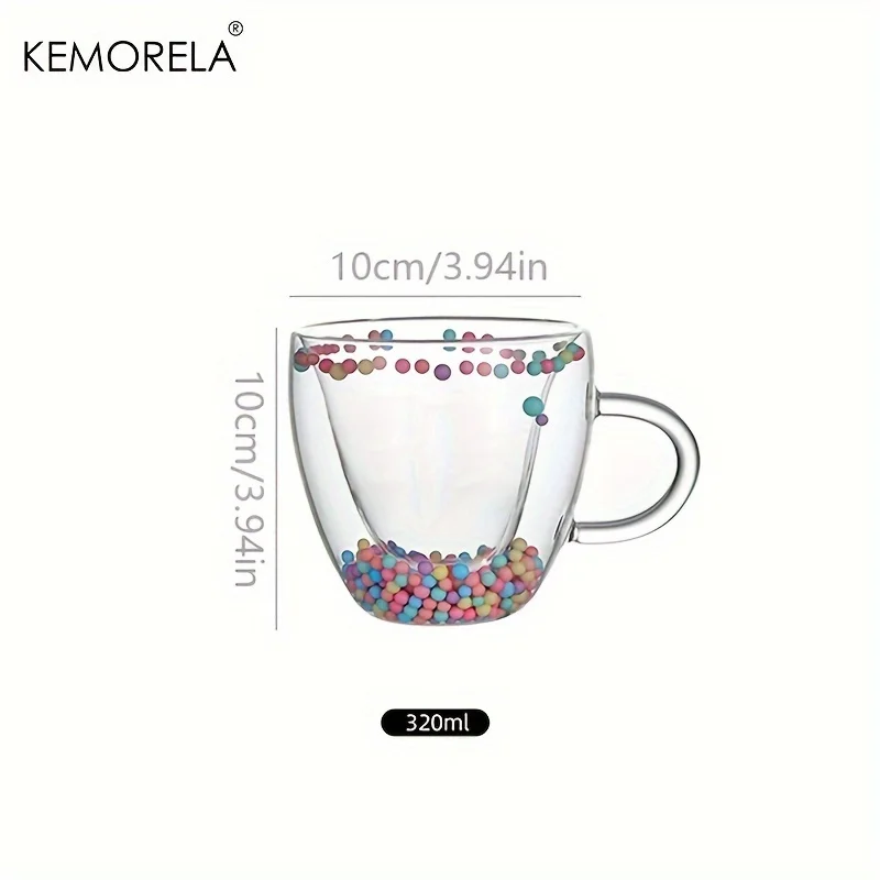 

Кружка Для Кофе KEMORELA Из Прозрачного Стекла С Двойными Стенками И Ручкой, В Форме Цветного Шара, Для Эспрессо, Экологичная
