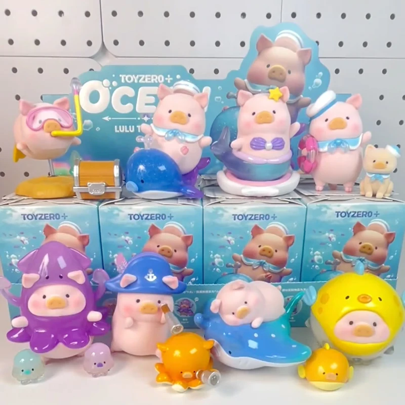Фото Коллекционная фигурка LULU The Piggy Ocean Series: Загадочная коробка-сюрприз Lulu Pig, аниме-фигурка морского животного, кукла, украшение для стола, декор, подарок, игрушка №2