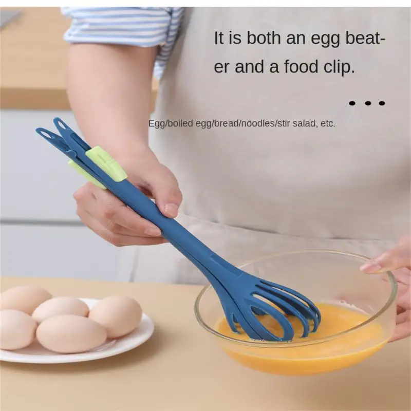 

1PC 3 In 1Multi-functional Whisk Manual Egg Beater Nylon Food Tongs Noodle Salad Bread Clips Mixer Kitchen Baking Accessories