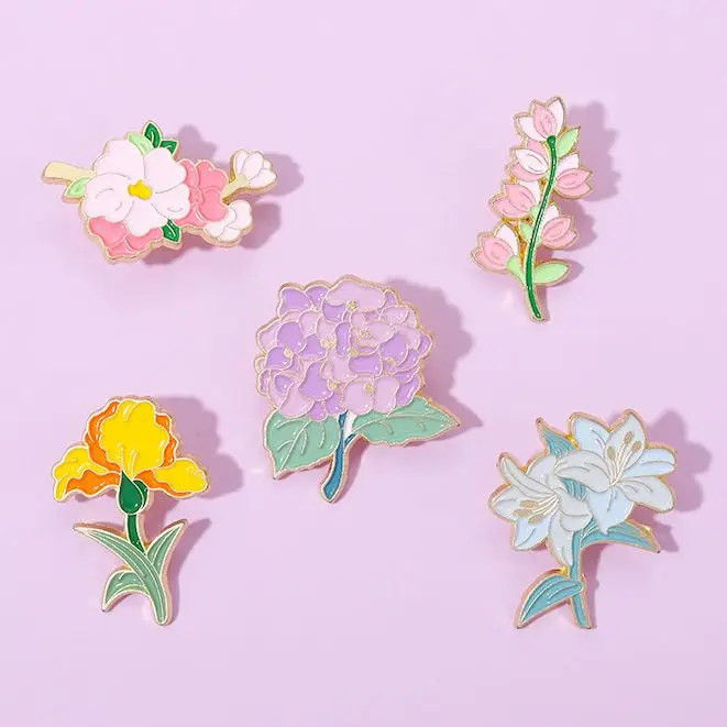 

Flower Pin Enamel Lapel Brooch Bag Hat Shirt Clothes Badge Jewelry Gifts for Women Girl Kids Gold Plated