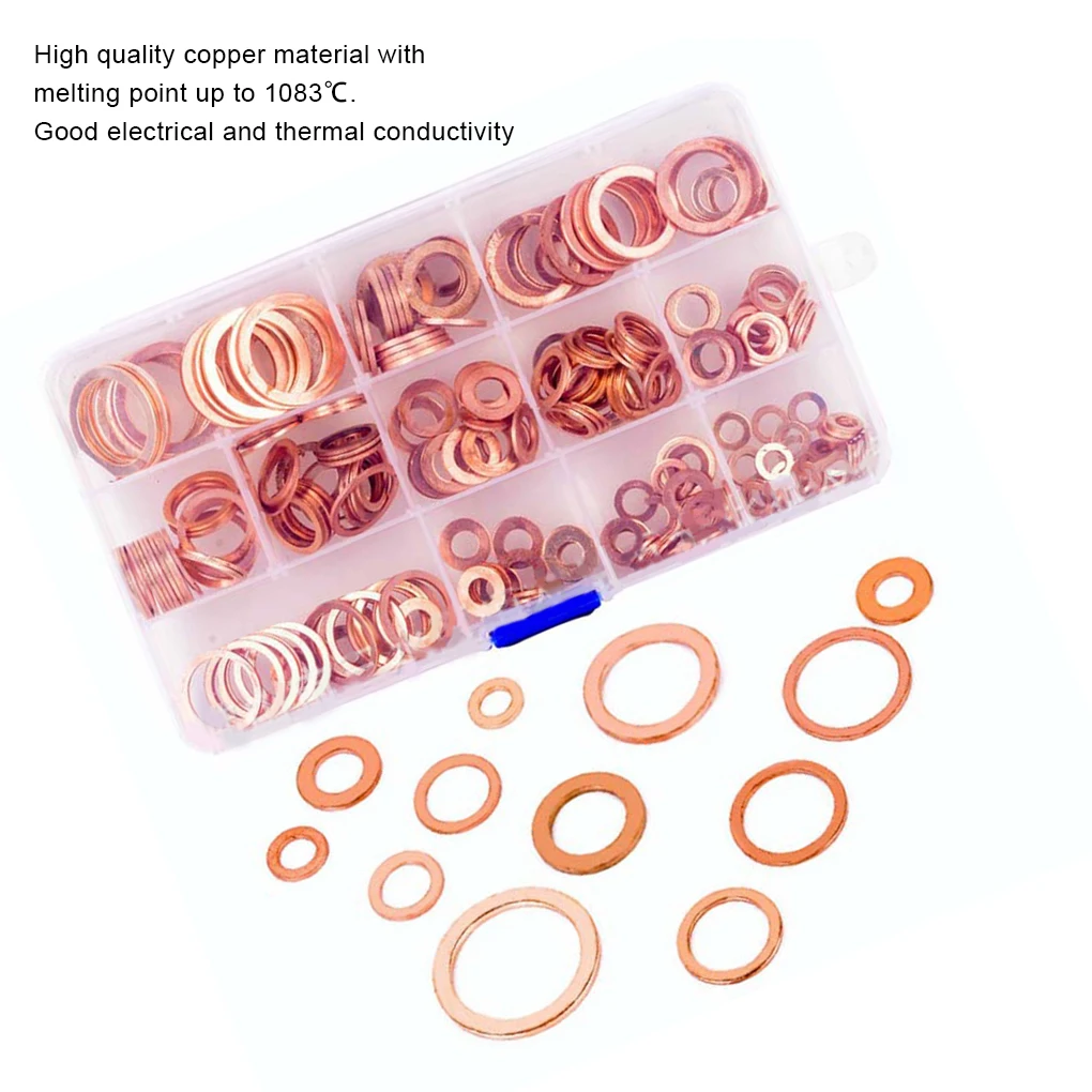 

Copper Washer Accessory Assorted Car Solid Gasket Tool Nut Set Flat Ring Sealing Kit Box Sump Plug Boats Supply