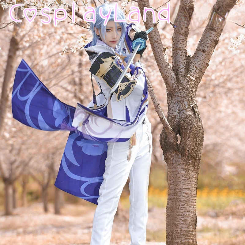 

Game Genshin Impact Cosplay Costume Kamisato Ayato Cosplay Kamisato Ayaka Brother Ayato Cosplay Men Suit Outfit Shoes Wig