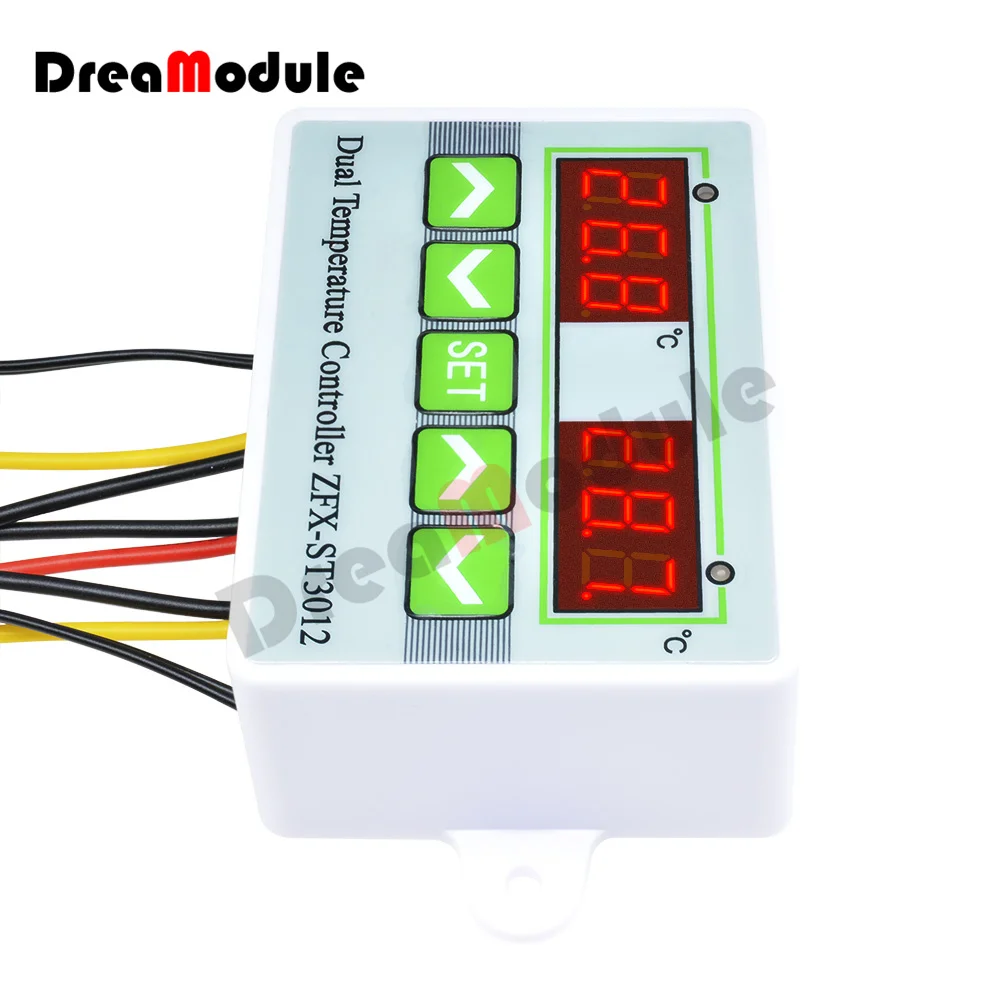 st3012 intelligent temperature controller switch dual temperature control electronic temperature controller 12v relay output free global shipping
